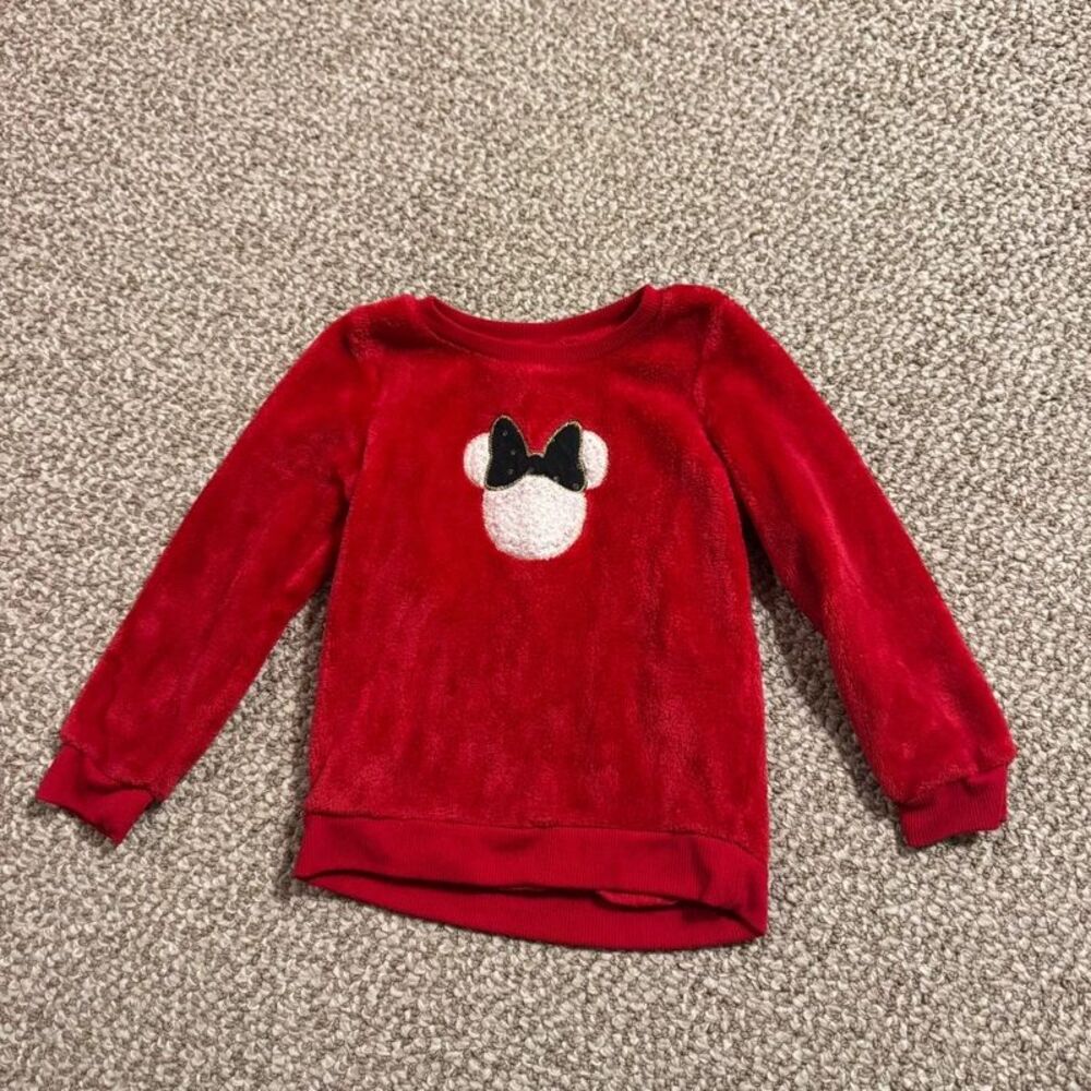 Disney Jumping Beans Baby Girl Faux Fur Sweatshirt Red Mouse Ears 18 Months